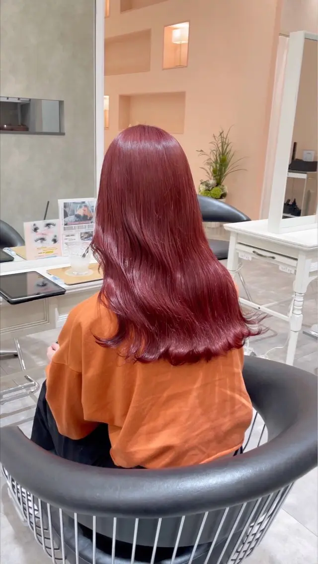 【🍒ミニモ限定🍒】暖色ダブルカラー(ブリーチ1回)+ケアカラー+Aujua5stepTRの写真