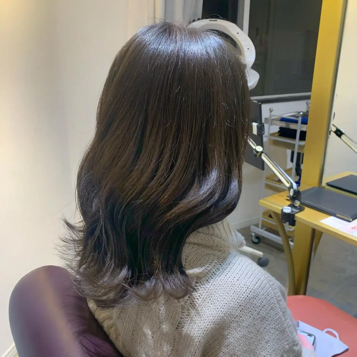 セミロング カラー ダークグレー ダークグレージュ グレージュ ヘアカラー Saki💛心斎橋 髪質改善/艶カラーのヘアスタイル