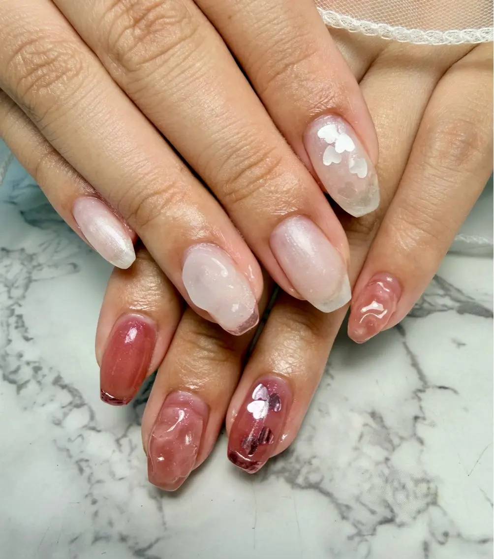 ネイル アートネイル チークネイル フラッシュネイル フラッシュマグ フレンチネイル Mai’s nailのネイルデザイン