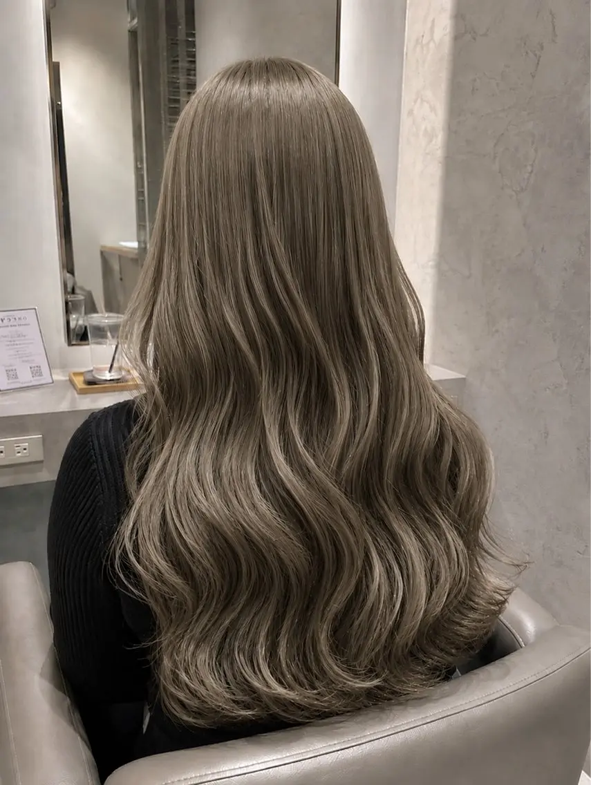 ロング カラー ヘアカラー 縮毛矯正 ハイトーンカラー が絶対可愛い✨泰聖✨のヘアスタイル