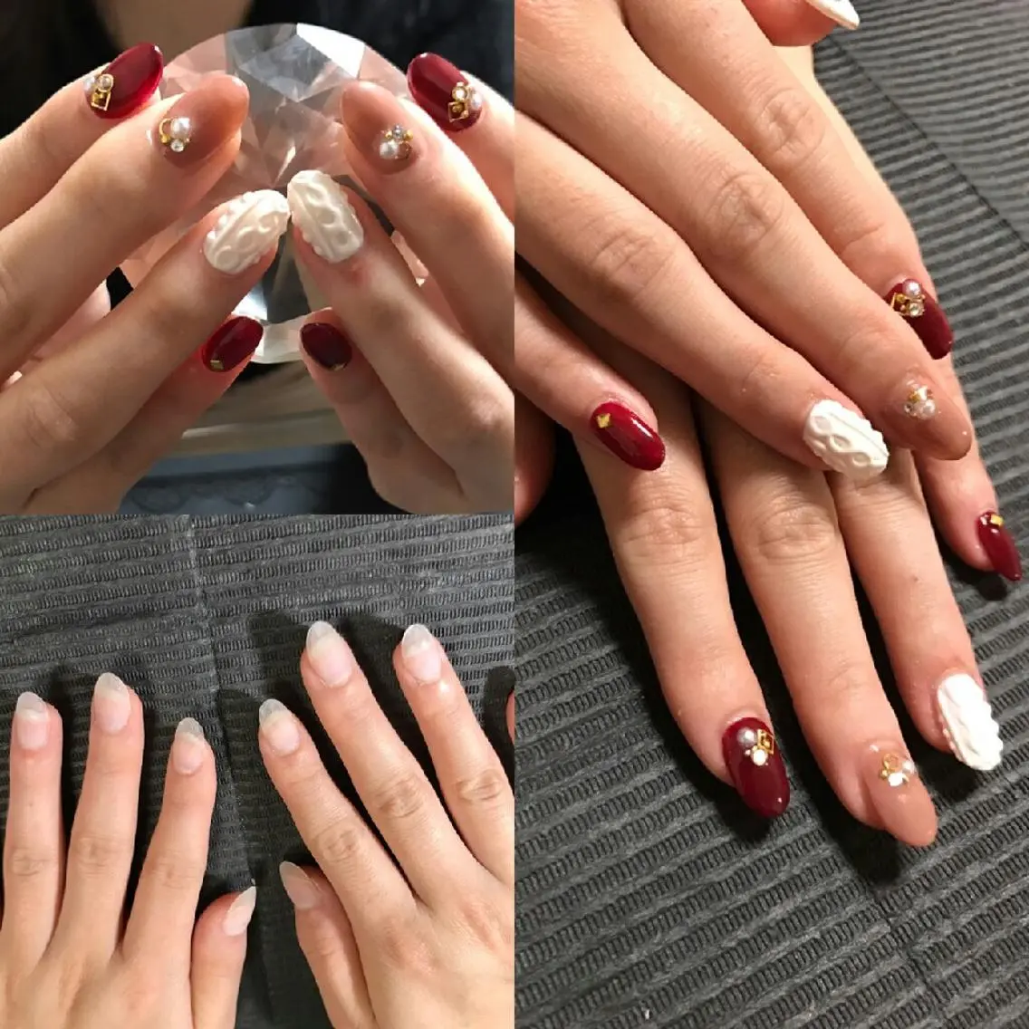 ネイル ボルドー ブラウン 長さ出し モチの良さ◉ フィルインネイル♡のネイルデザイン