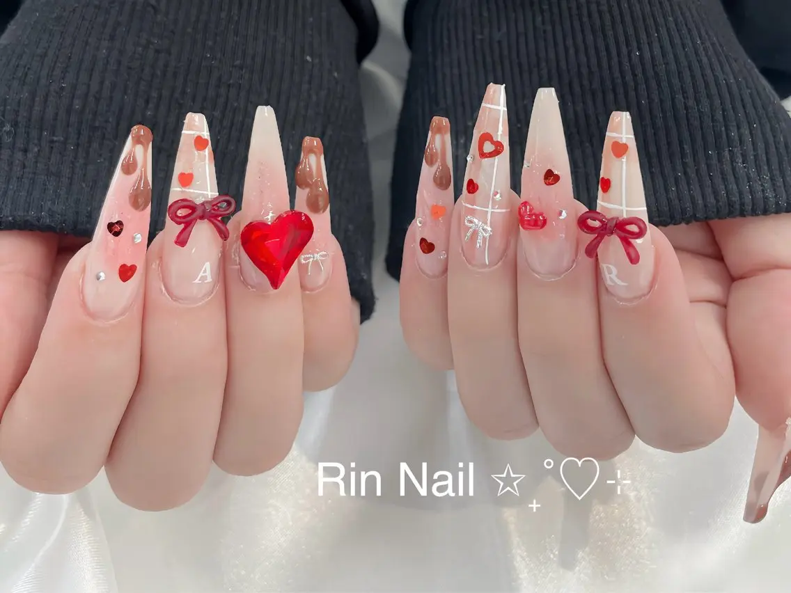 ネイル アートネイル ロングネイル ニュアンスネイル スカルプネイル ネイルチップ ハンドネイル Rin Nail 新大久保店のネイルデザイン