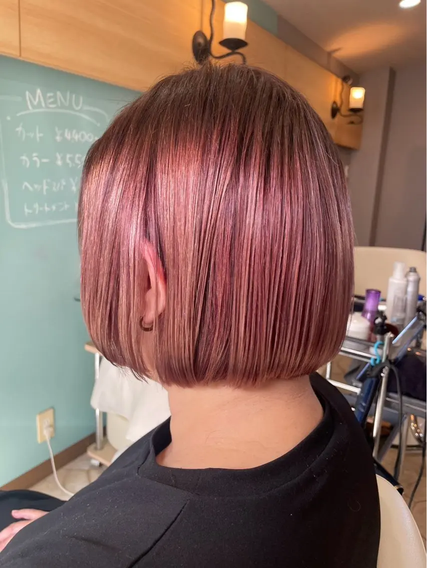 ミディアム カラー ベージュカラー ダブルカラー ピンクカラー ピンクベージュ 谷川 穂のヘアスタイル