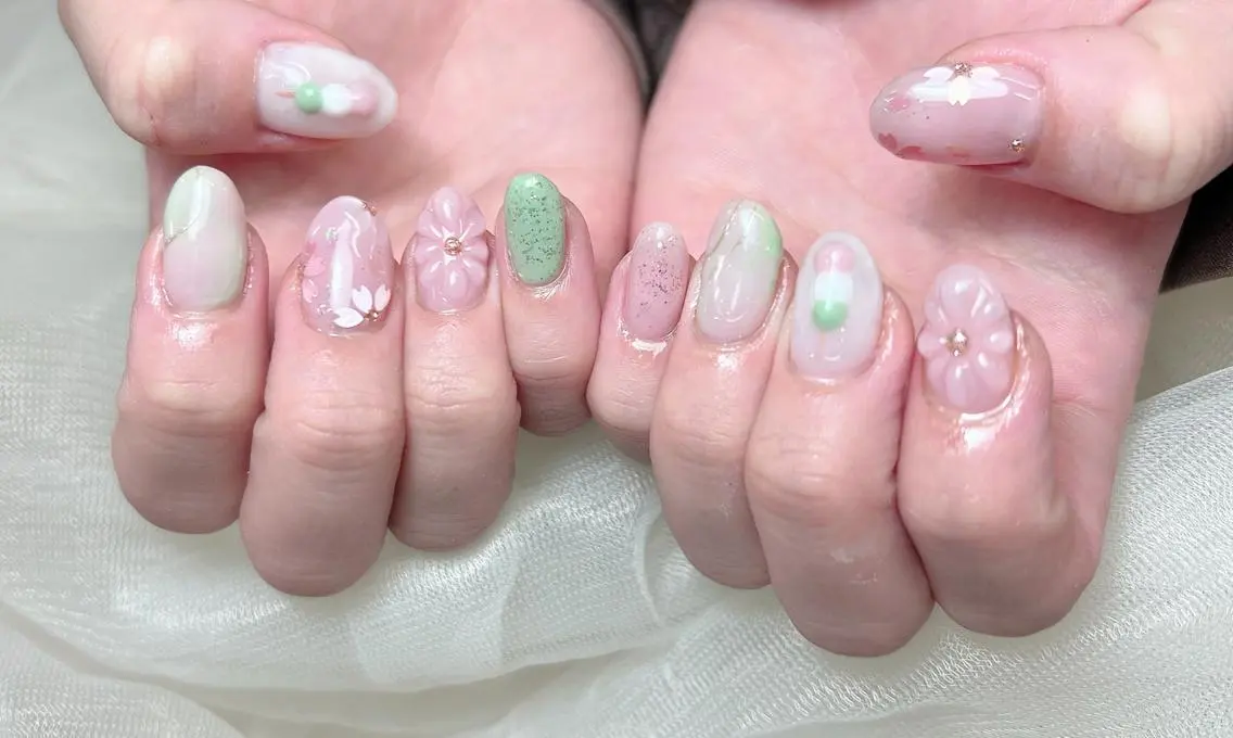 ネイル 桜ネイル 春ネイル ♡4U NAIL& 韓国美容&ネイル♡のネイルデザイン