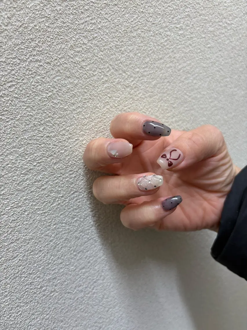 ネイル ハンドネイル Mai :矢場町 ニュアンス🌿アートのネイルデザイン