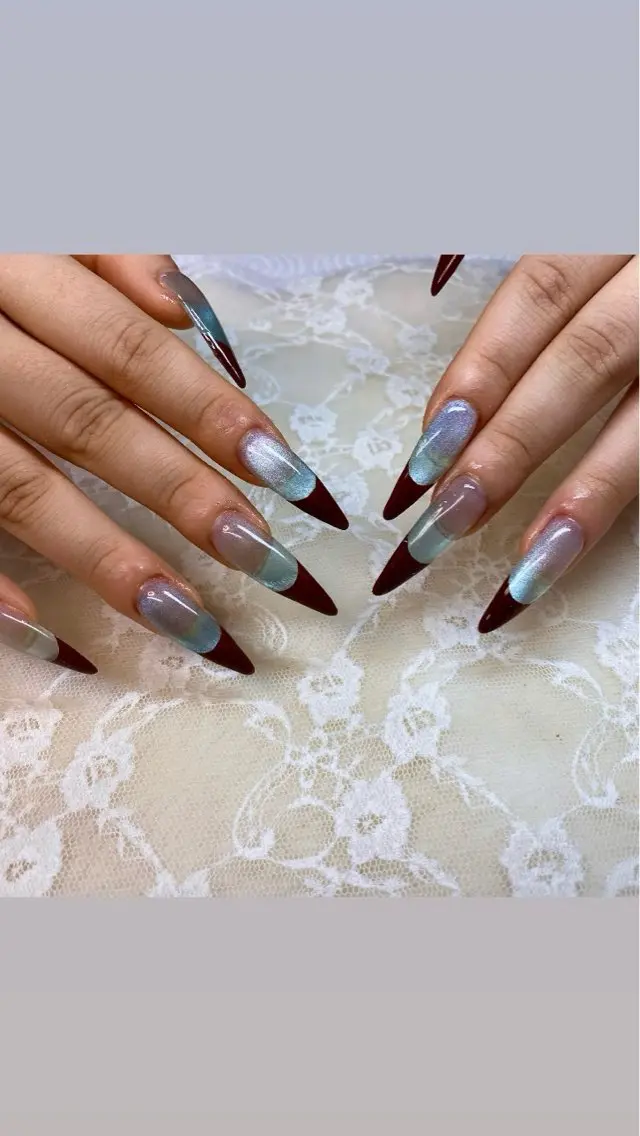 ネイル フレンチネイル 水色 ハンドネイル ハンドケア 心斎橋Salon Epokkuのネイルデザイン