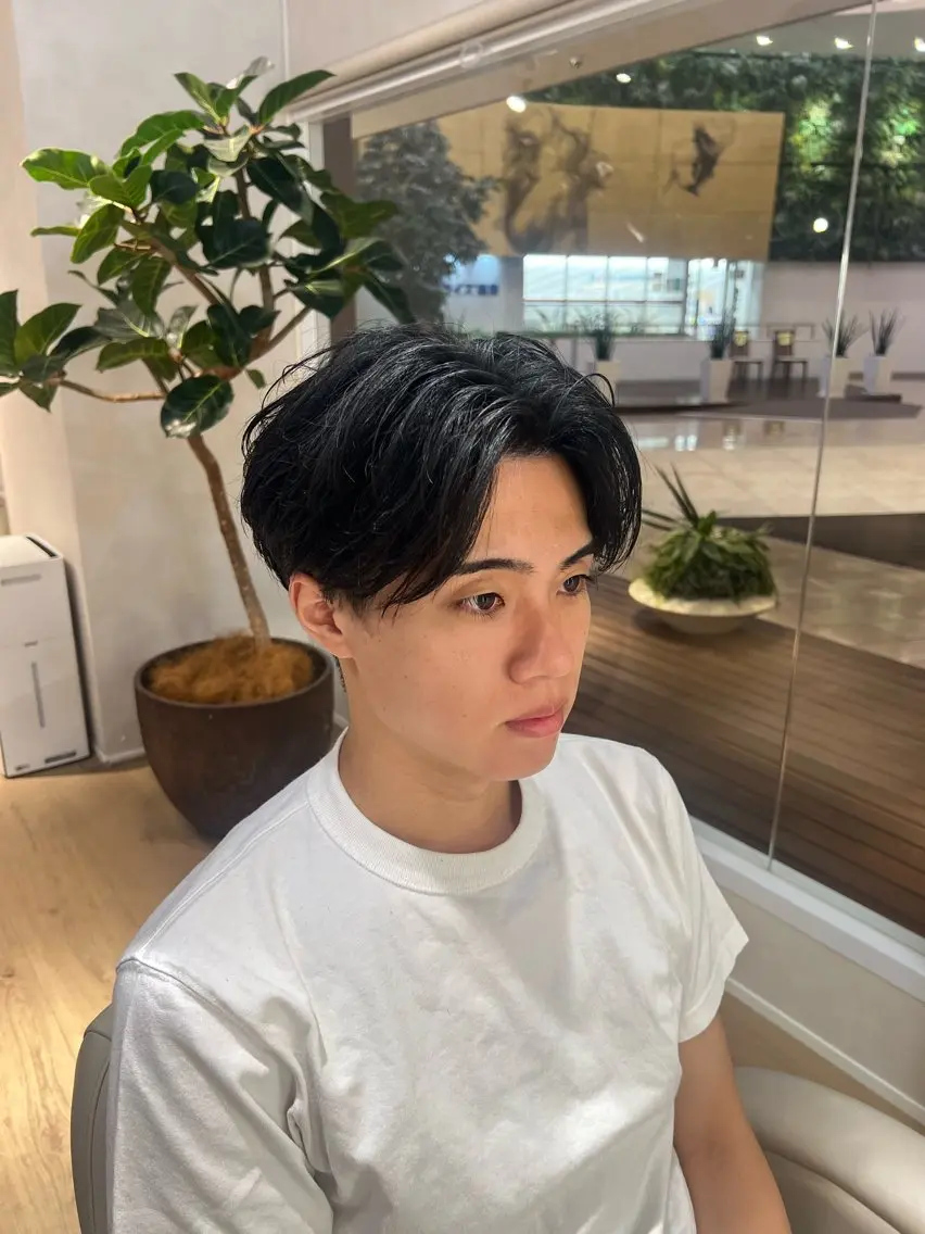 ショート パーマ メンズ カット パーマ 梅田茶屋町メンズ 専門美容師 山元一平のヘアスタイル