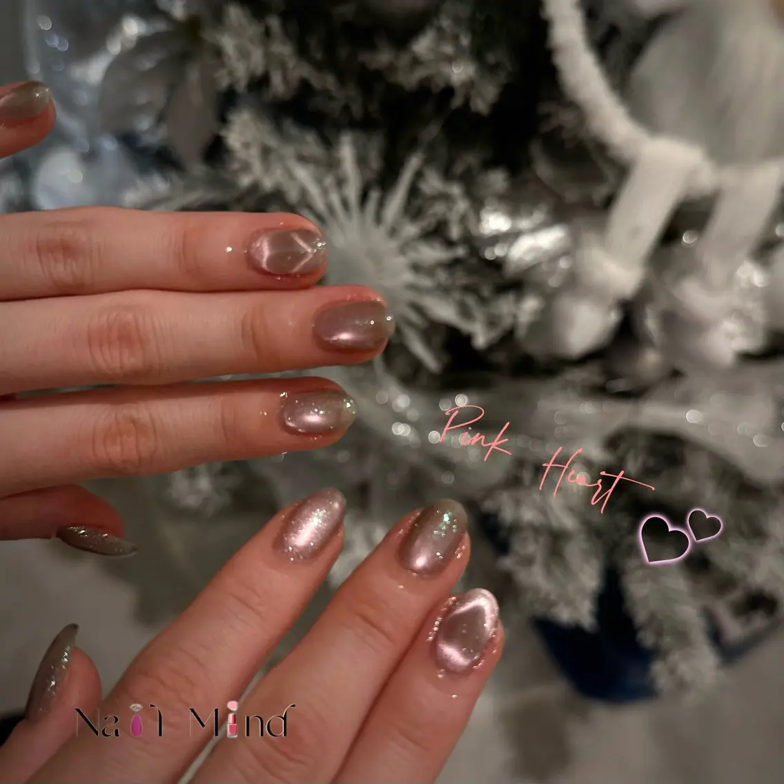 ネイル ハート マグネットネイル ピンク ハンドネイル Nail Mind Tokyoのネイルデザイン