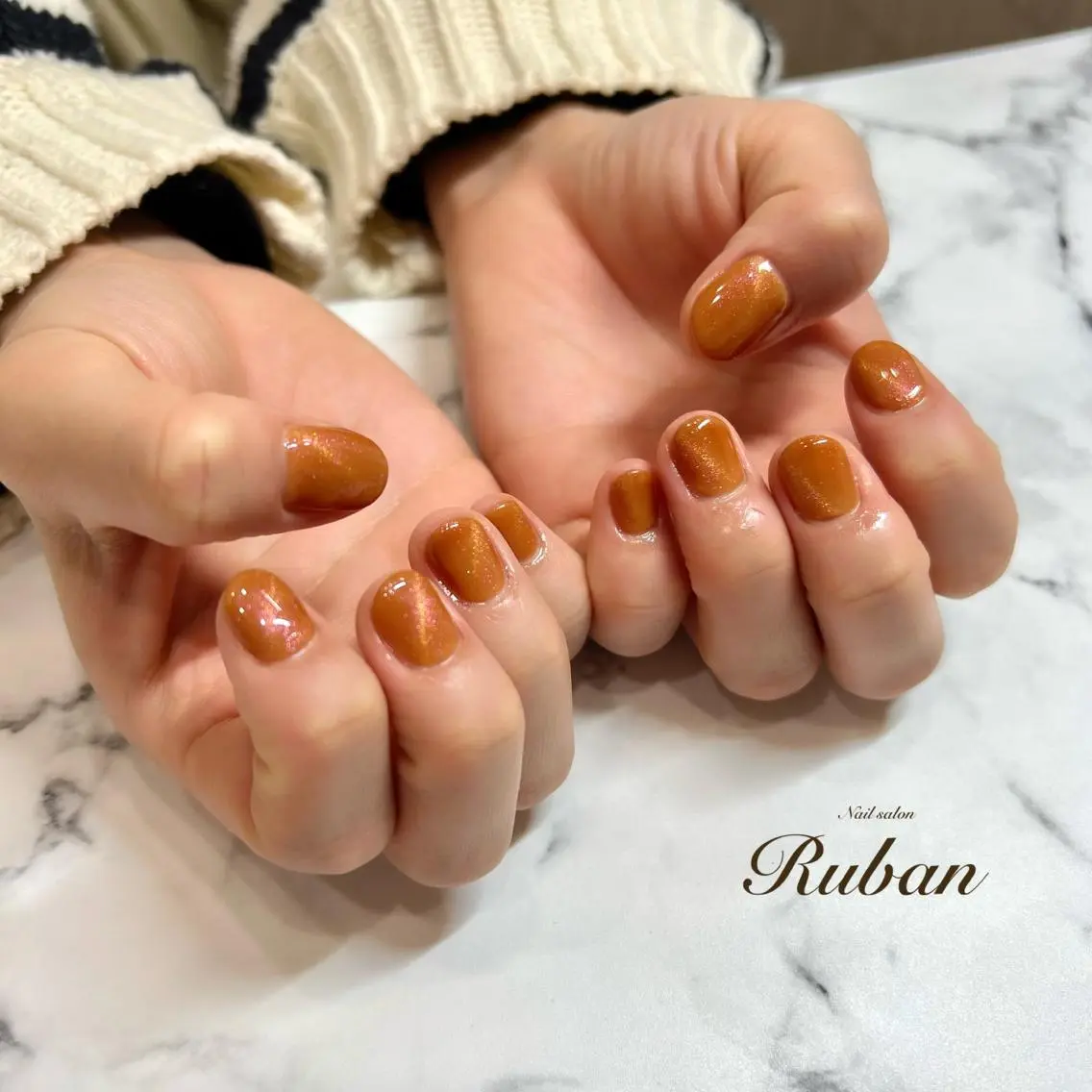ネイル マグネットネイル ワンカラーネイル オレンジ シンプルネイル Nail salon Rubanのネイルデザイン