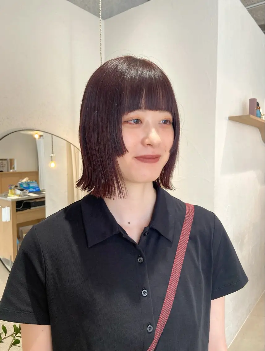 ショート カラー 切りっぱなしボブ ボブ 顔周りカット カット ヘアカラー トリートメント 石川 瑠琉のヘアスタイル