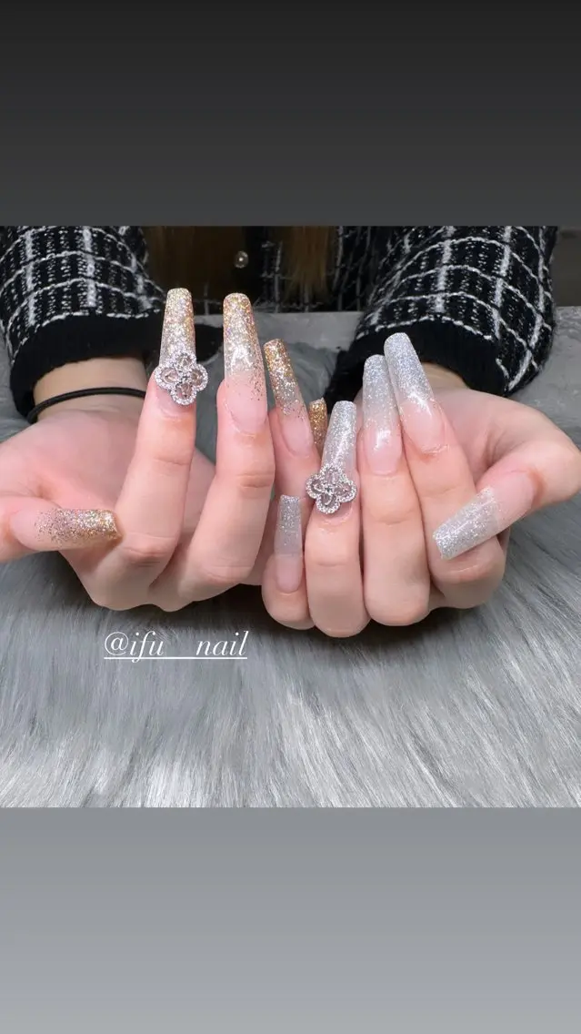 ネイル 長さ出し ラメ(グリッター) ラメグラデーション ハンドネイル If Nailのネイルデザイン