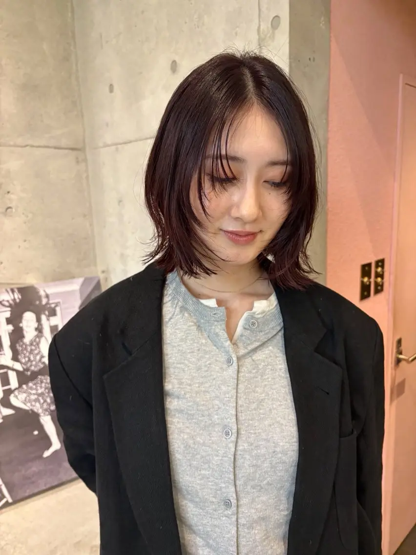 ミディアム カラー レッドカラー ヘアカラー トリートメント ハルカ 透明感カラーのヘアスタイル