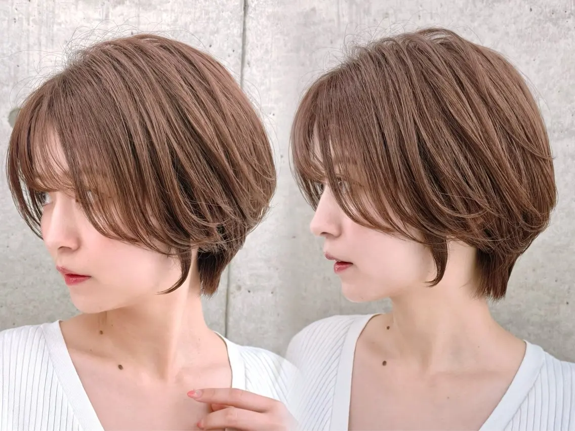 ショート カット ヘアカラー トリートメント 髪質改善🦋韓国ヘア /艶髪カラー/ゆうとのヘアスタイル
