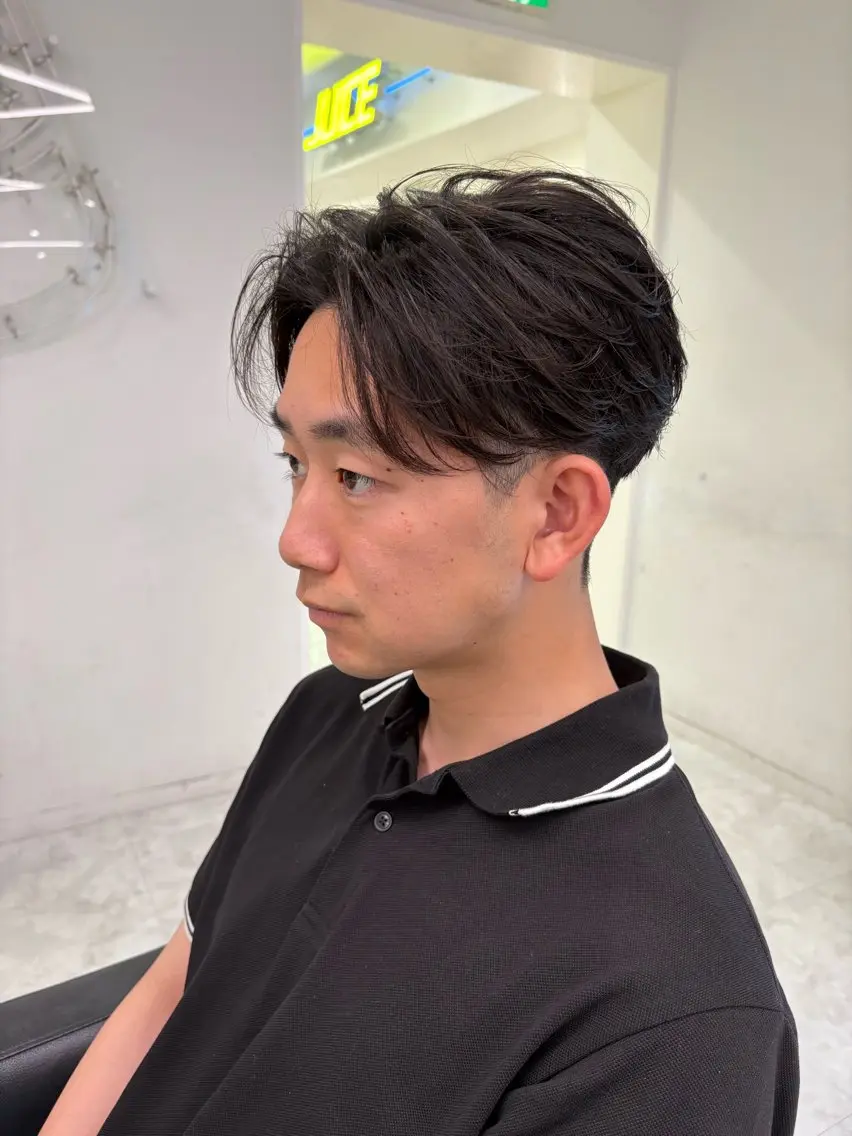 ショート パーマ メンズ カット パーマ トリートメント ヘアセット フェザー/シャドウ パーマ特化のヘアスタイル