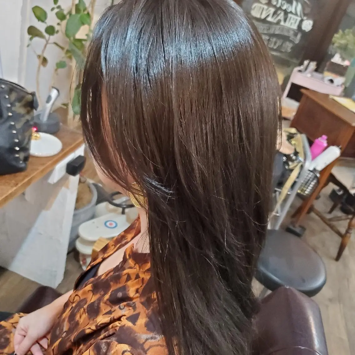 ロング カラー カット ヘアカラー トリートメント 韓国レイヤー柔らかい 地毛風縮毛矯正/マツのヘアスタイル