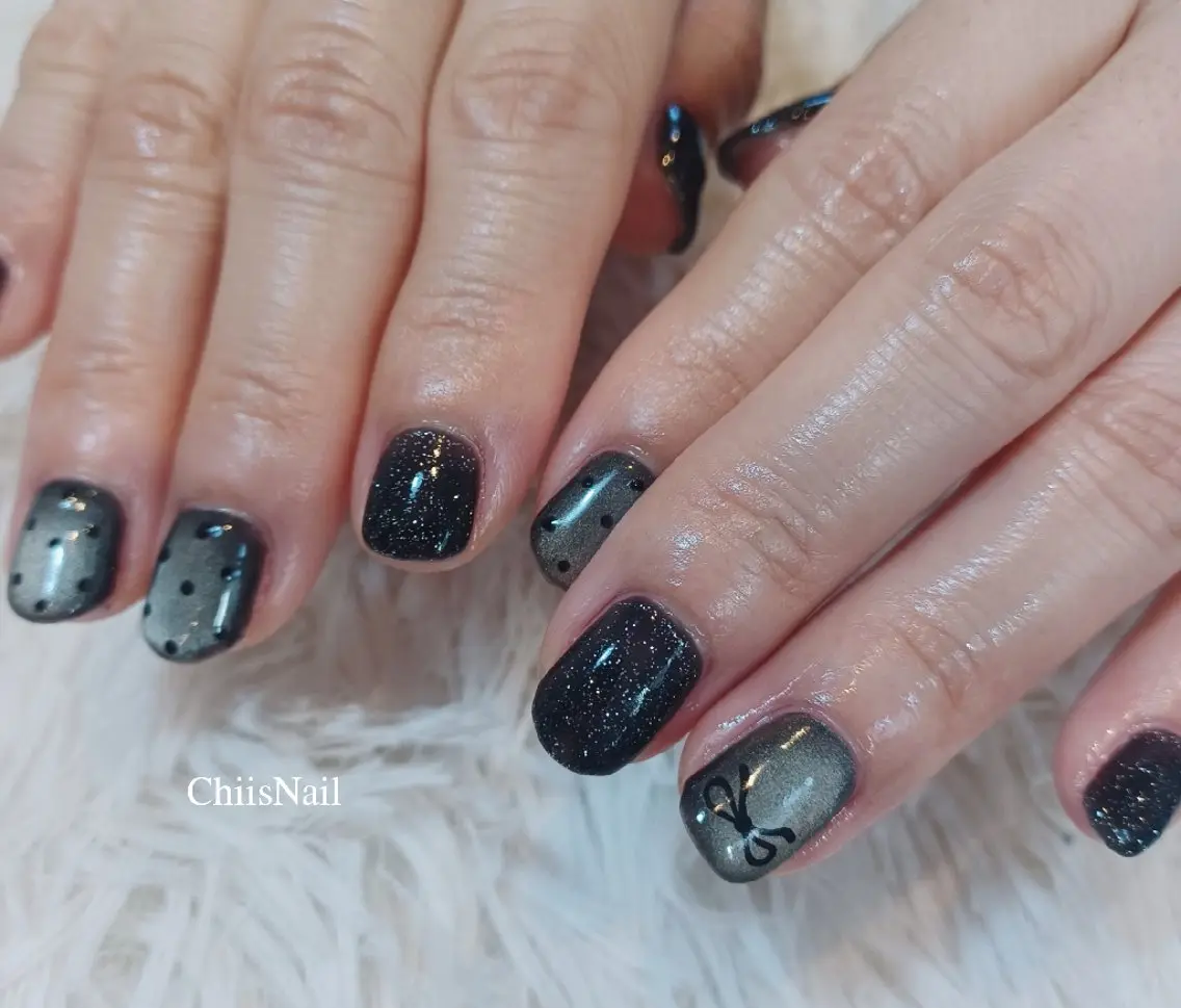 ネイル ドット リボン ChiisNail チィズネイルのネイルデザイン