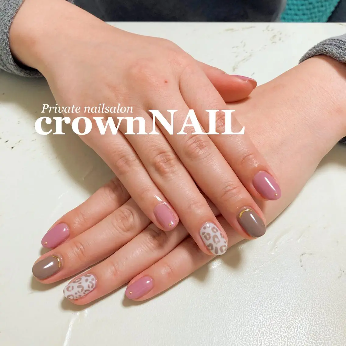 キッズ ネイル アニマル柄 マットネイル ピンク ensowa✱laf NAILのネイルデザイン