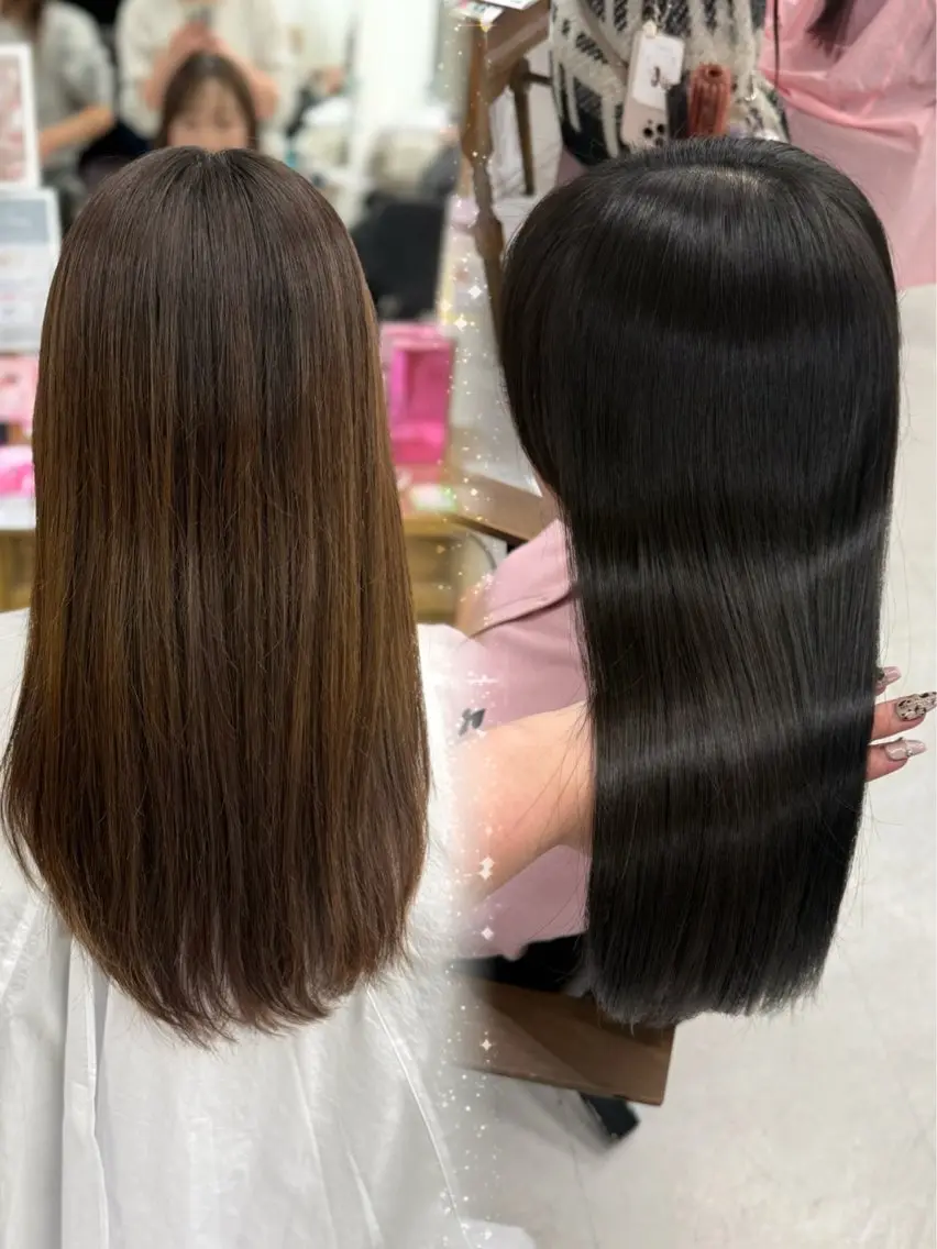 ロング カラー 髪質改善 トリートメント あきやま はるかのヘアスタイル