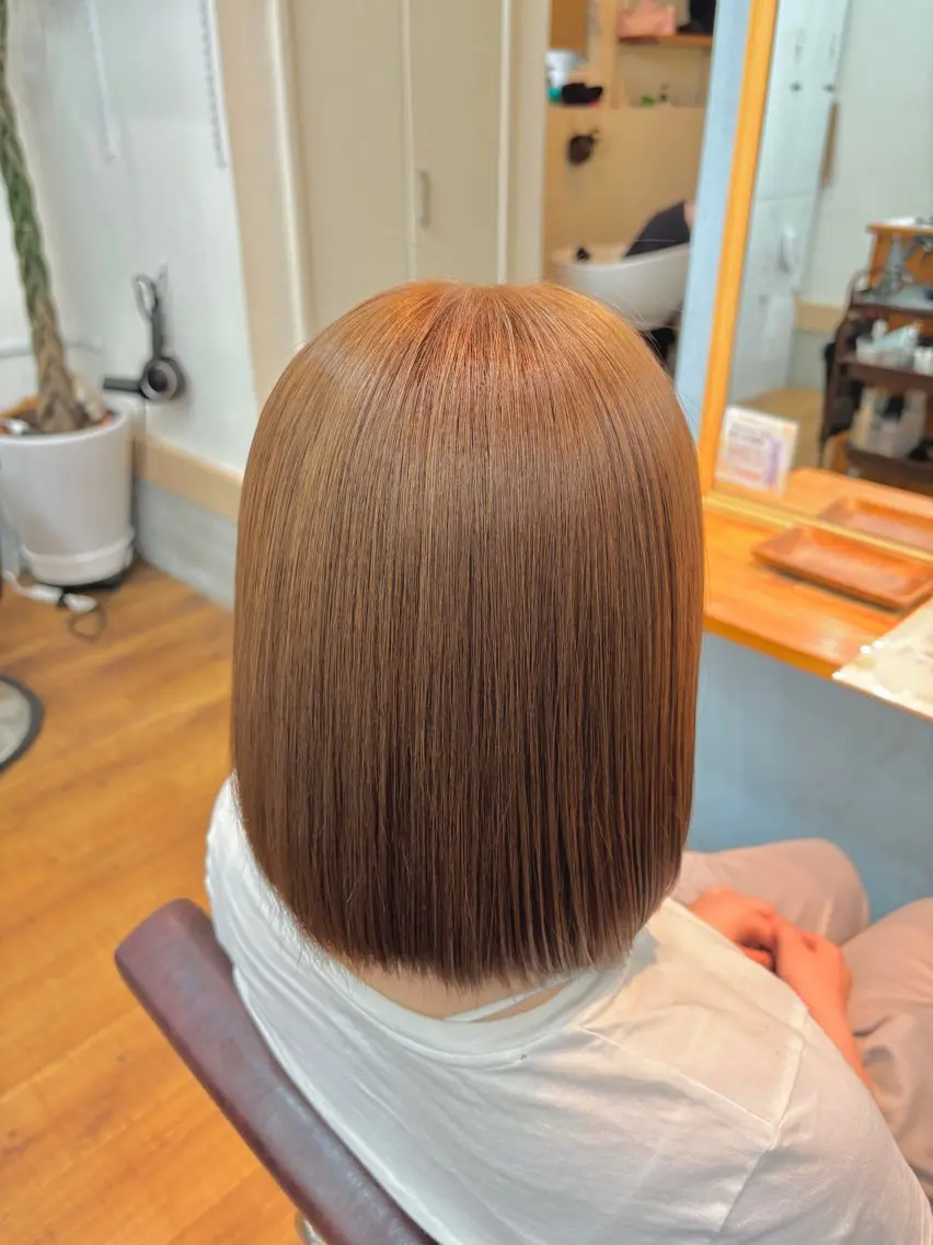 【初カラーにおすすめ✨️】ブリーチ無しダブルカラー+ケアトリートメントの写真