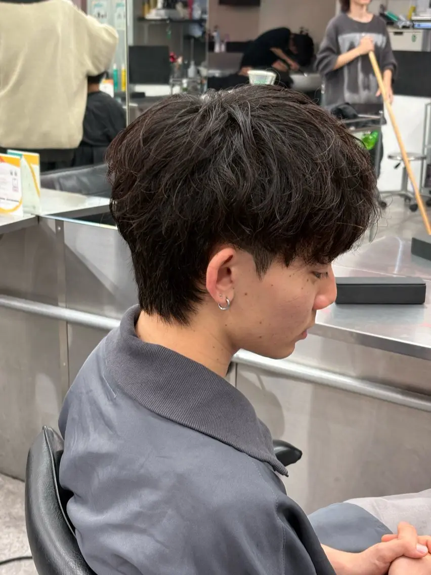 ミディアム カラー パーマ メンズ カット ヘアセット 🔥最強メンズ特化/ パーマの達人🔥風見のヘアスタイル