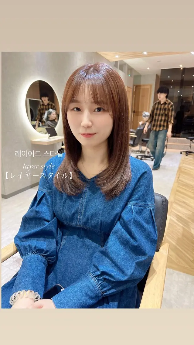 セミロング カラー ベージュカラー グレージュ インナーカラー ミルクティーベージュ 顔まわりレイヤー カット ヘアカラー トリートメント 韓国🇰🇷レイヤー 映える顔周り🩷のヘアスタイル