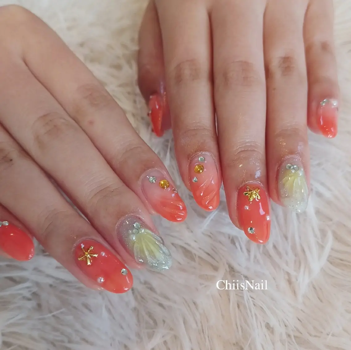 ネイル オレンジ ChiisNail チィズネイルのネイルデザイン