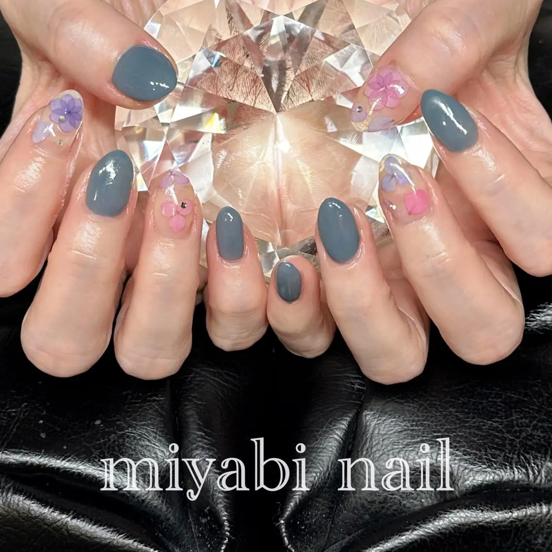 ネイル アートネイル フラワーネイル 持ち込み 夏ネイル ハンドネイル miyabi nail 桂川駅近くのネイルデザイン