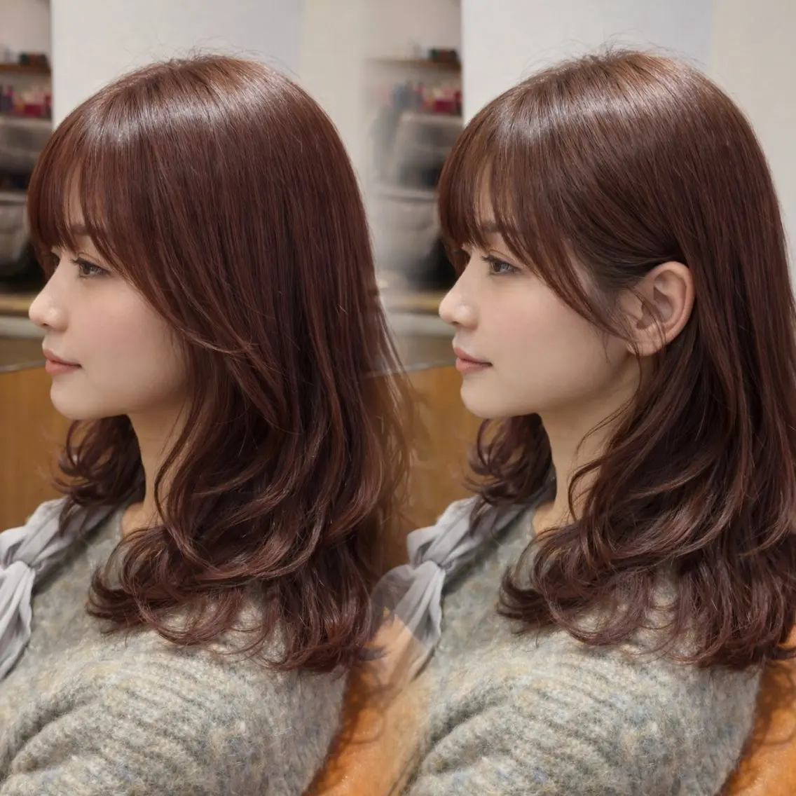 セミロング カラー 顔周りカット 🪞顔周りカット🪞 北里朋子のヘアスタイル