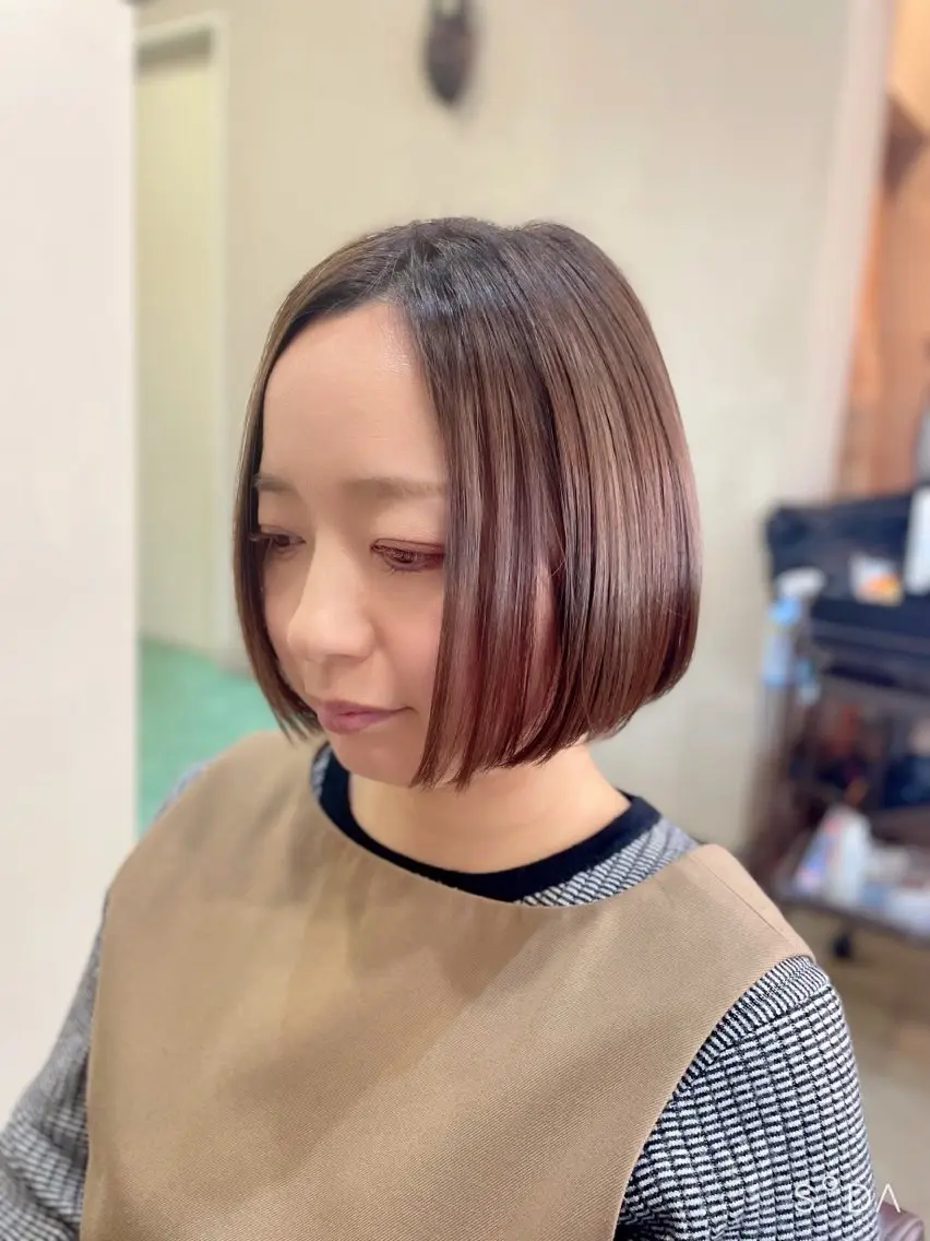 ショート カラー 切りっぱなしボブ ベージュカラー 透明感カラー ラベンダーカラー ラベンダーベージュ カラー/フリーランス 鈴木 亜紀子のヘアスタイル