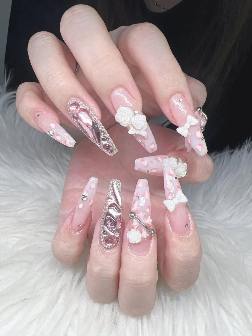 ネイル 長さ出し グラデーション 卒業式 キラキラネイル マグネットネイル Lee Nailsのネイルデザイン