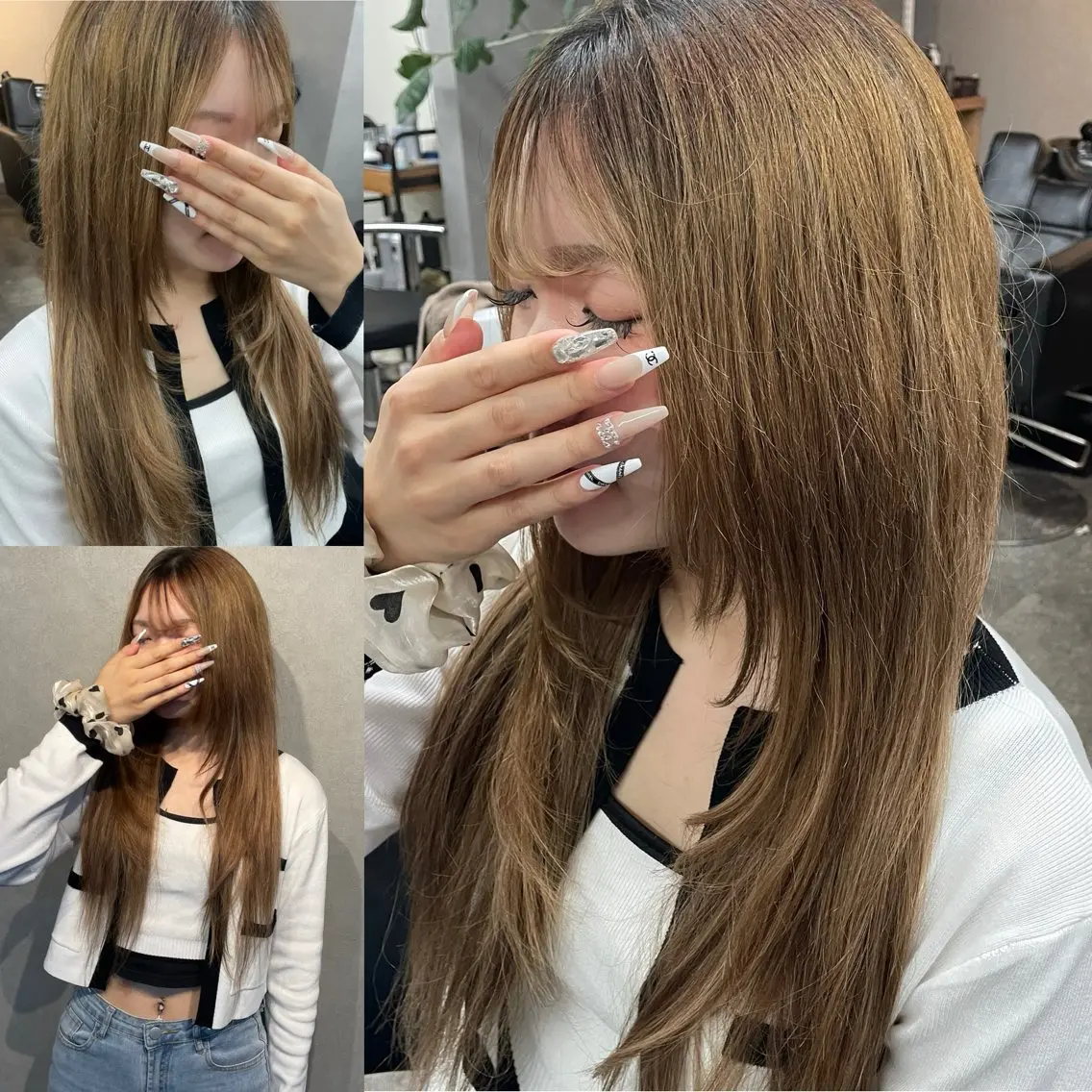 ロング 顔まわりレイヤー レイヤーカット 🌹ミラクル美容師 🌹くっぽのヘアスタイル