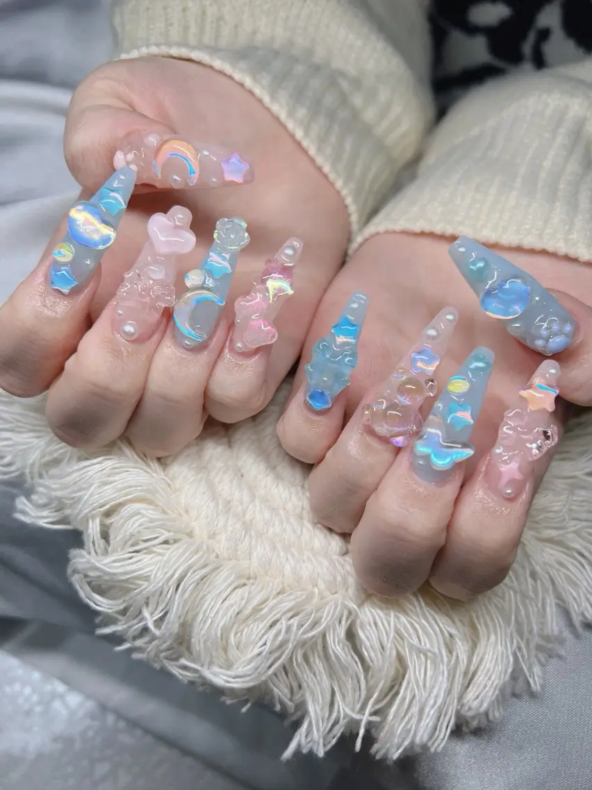 ネイル 長さ出し グラデーション 卒業式 キラキラネイル マグネットネイル ハンドネイル Lee Nailsのネイルデザイン
