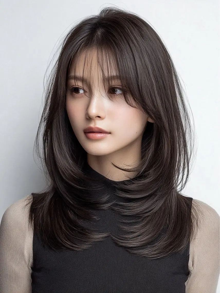 ロング 縮毛矯正 絶対綺麗な暖色カラー 🎯あります✨増渕✨のヘアスタイル