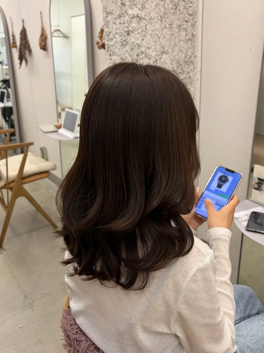ミディアム カラー ヘアカラー トリートメント 透明感カラー/名古屋 /栄/木下奈々望のヘアスタイル