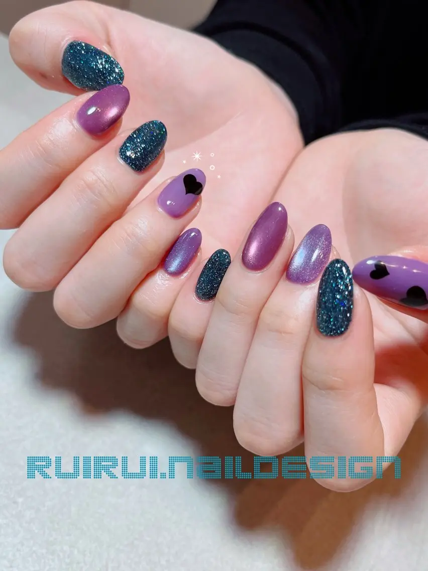 ネイル ジェルネイル ハート バレンタイン ハンドネイル RUI ☆のネイルデザイン