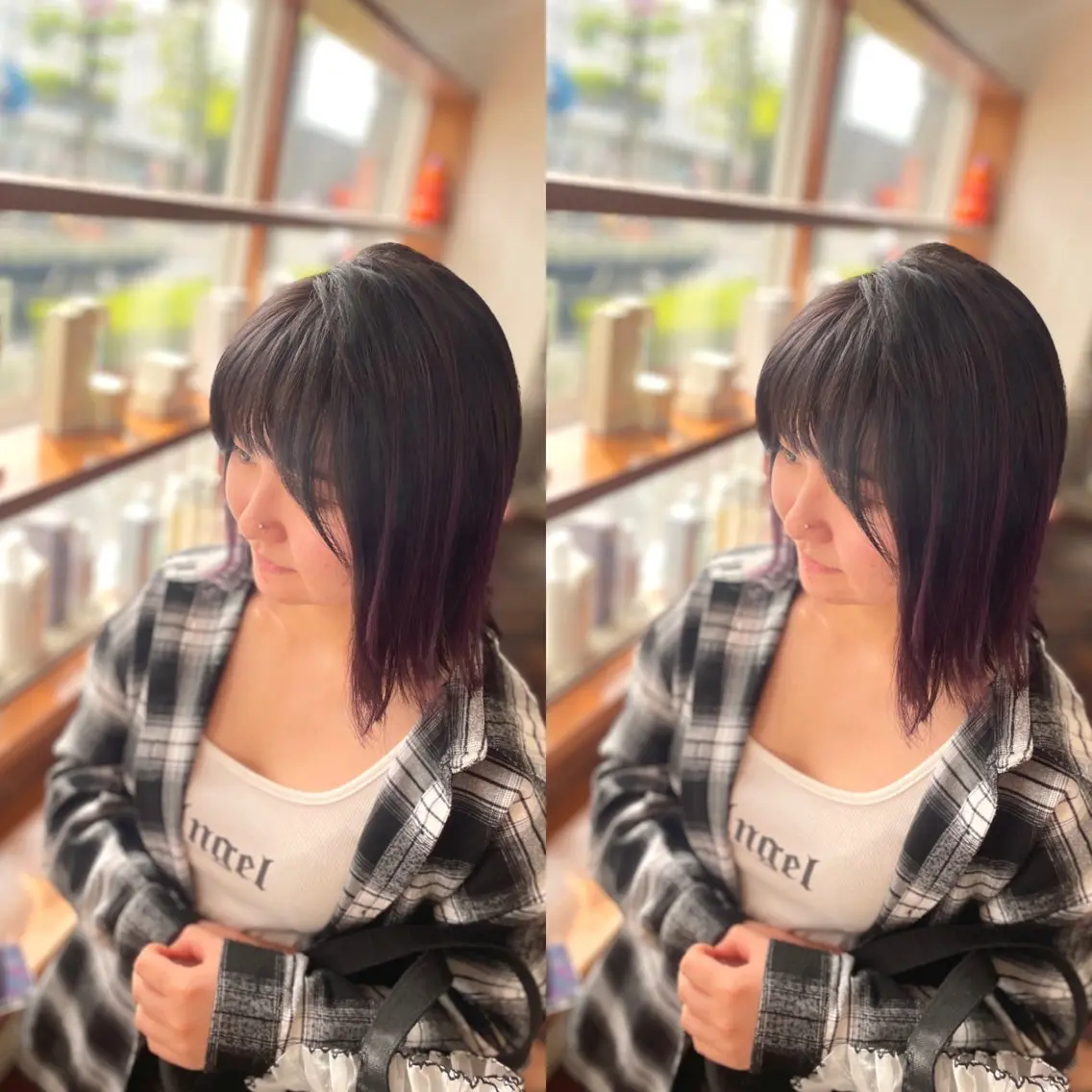 ミディアム カラー ブリーチ グラデーションカラー バイオレットカラー mopa_kaede ナチュラル/レイヤーのヘアスタイル