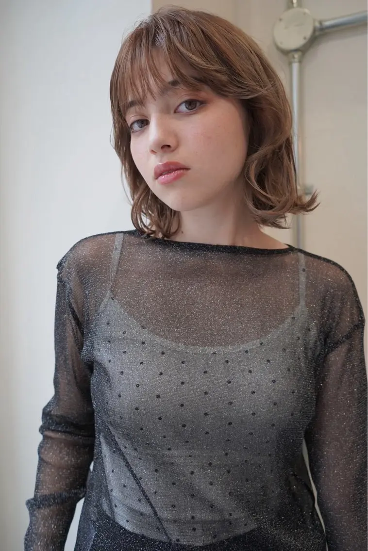 ミディアム ボブ カット ヘアカラー トリートメント keshiki 大名のヘアスタイル