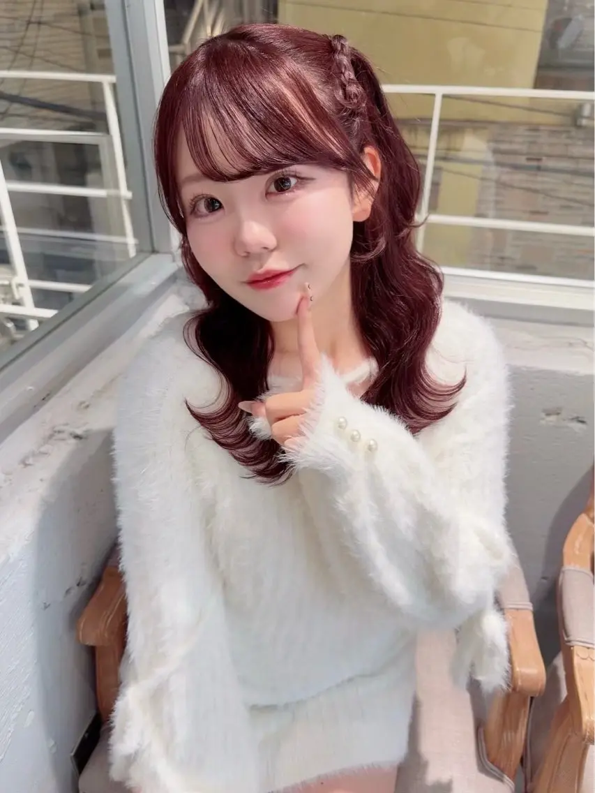 セミロング カラー 無料カットモデル💞 ピンク💞みどりのヘアスタイル