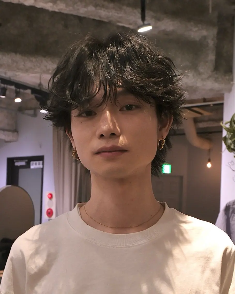 ミディアム パーマ メンズ カット パーマ 渋谷パーマNo.1 うえちりくのヘアスタイル