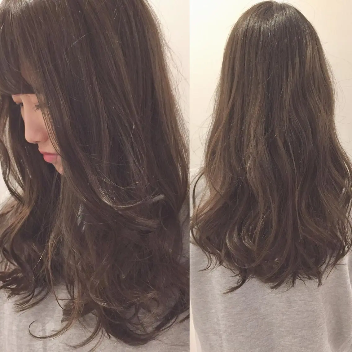 ミディアム セミロング ロング カラー パーマ ブラウンカラー ヘーゼル ハイトーン×髪質改善 KENTAのヘアスタイル