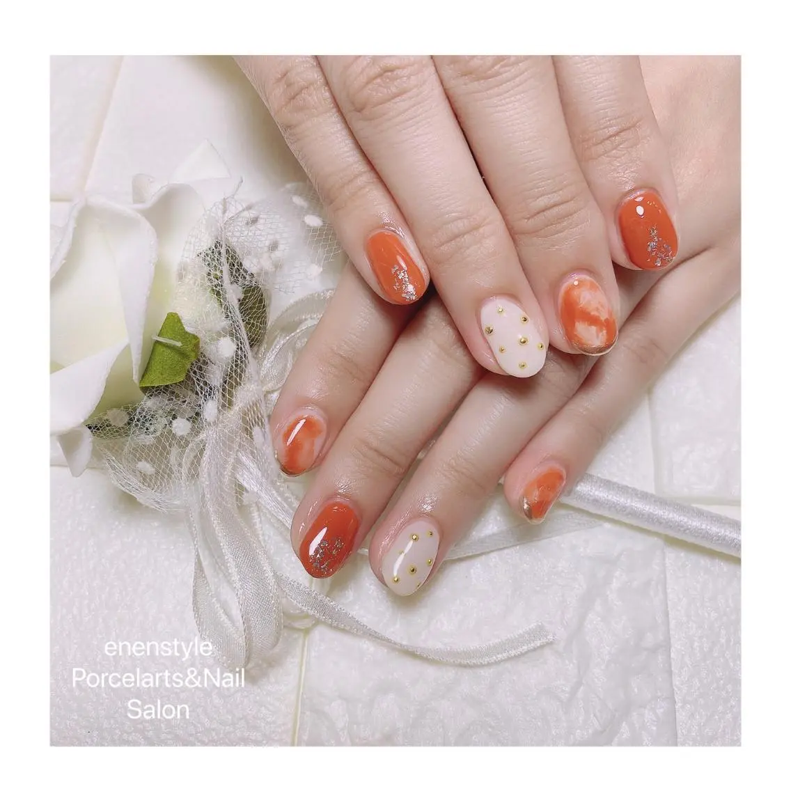 ミディアム ネイル ハンドネイル 🐾enen style 🐾のネイルデザイン