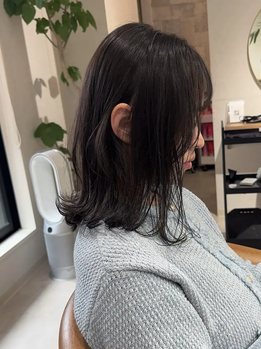 ミディアム カット ヘアカラー イメチェンレイヤー/ 縮毛矯正/菅野恭平のヘアスタイル