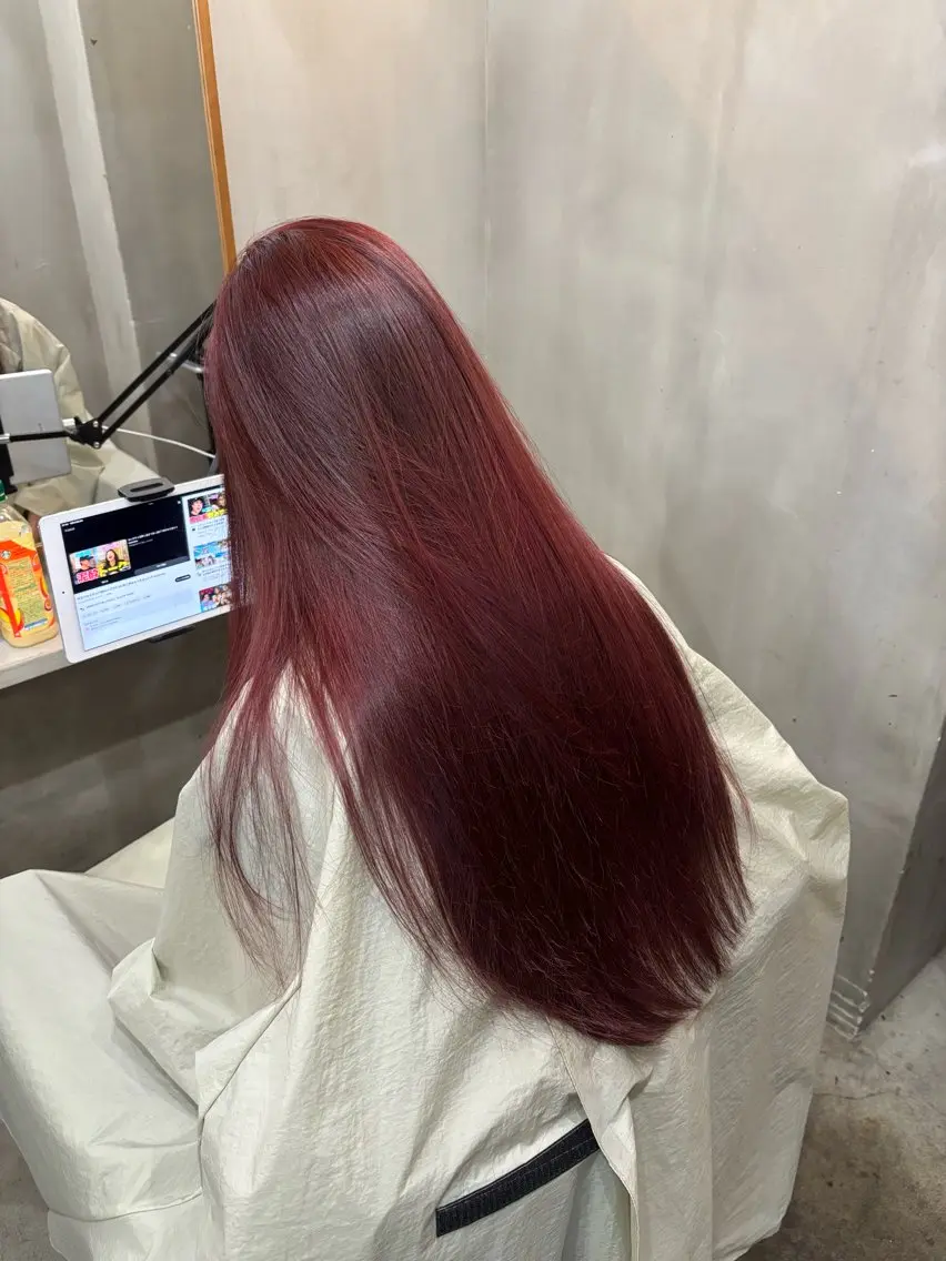 ロング カラー ブリーチ ブリーチなしカラー レッドカラー ヘアカラー 中園康 /カラー/ブリーチのヘアスタイル
