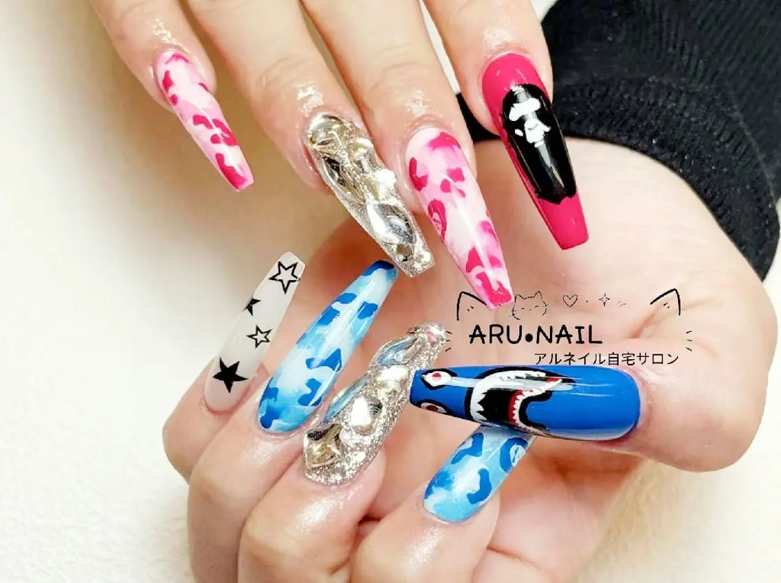 ネイル アートネイル ロングネイル ARU·NAIL 自宅サロン港区宝神のネイルデザイン