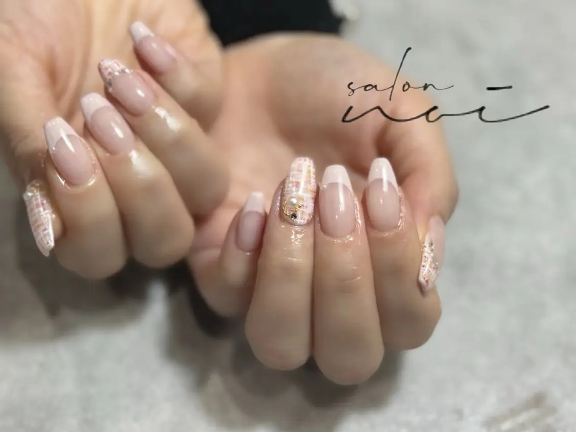 ネイル フレンチネイル ツイードネイル ハンドネイル salon noiのネイルデザイン