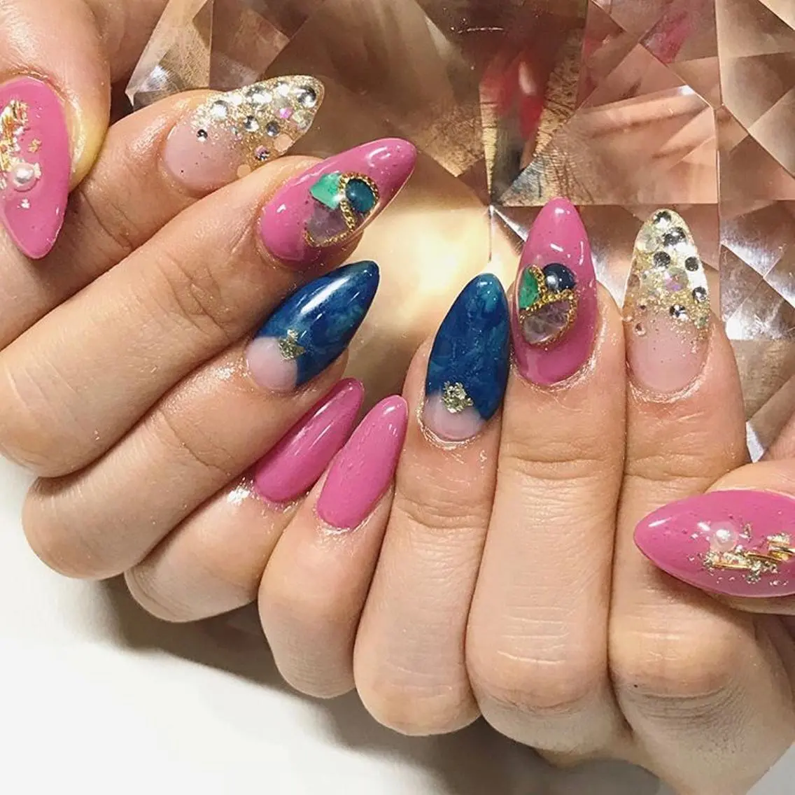 ネイル 渋谷／チップ長さ出し 👑アプレgel-xのネイルデザイン