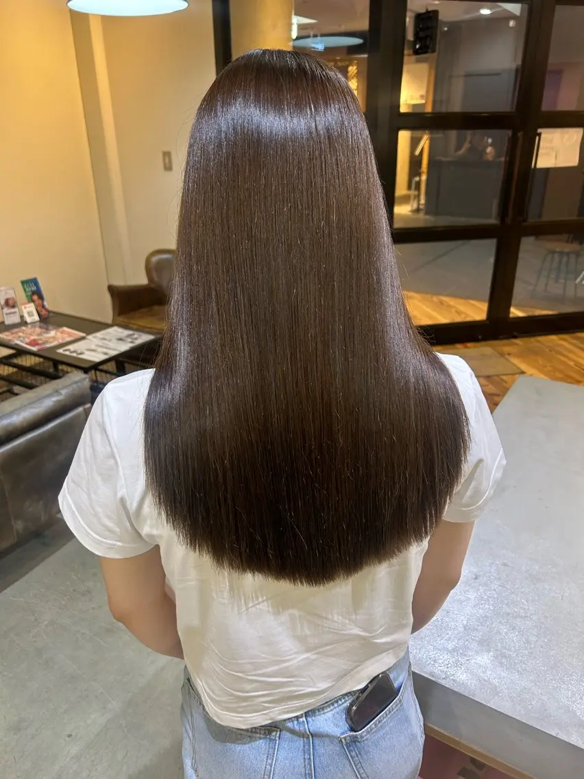 ロング アッシュ アッシュブラウン ハイライト 艶髪/髪質改善 yukaのヘアスタイル