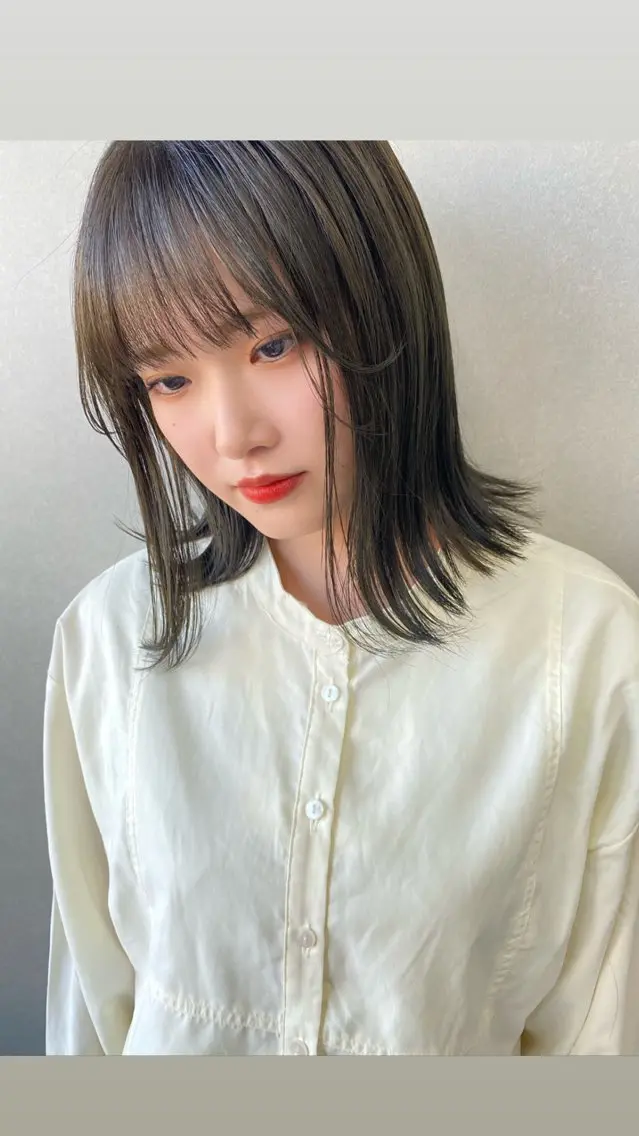 ミディアム カラー グレージュ ボブ 髪質改善 福岡🍒ボブ🌼 ショート🌻大津成美のヘアスタイル