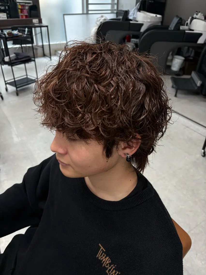 ミディアム パーマ メンズ カット パーマ メンズパーマ/カラー /店長コハシ◎のヘアスタイル