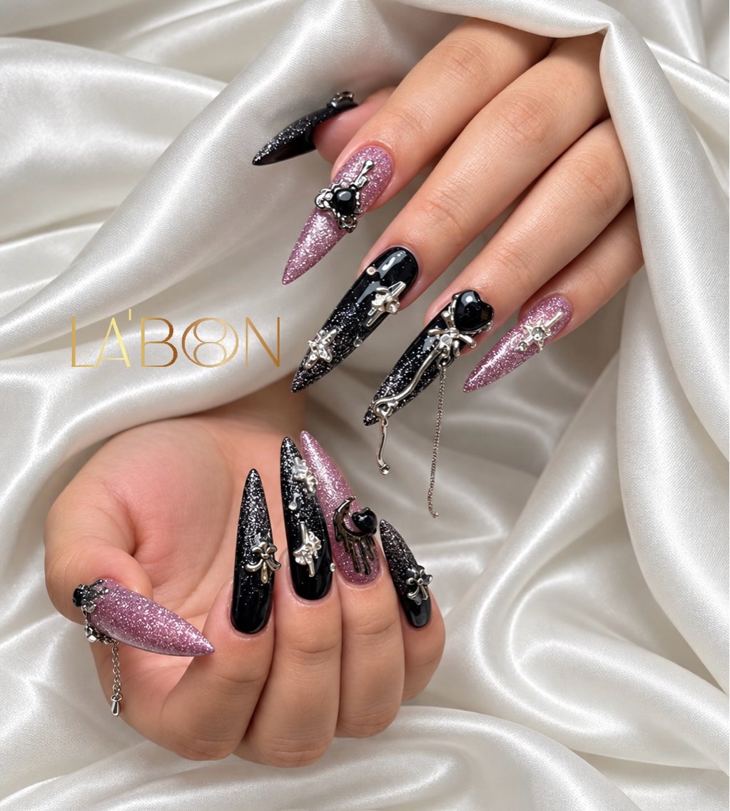 ネイル アートネイル ジェルネイル キラキラネイル 韓国ネイル ロングネイル Labon Nails Artのネイルデザイン